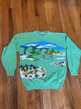 Vintage Mint Green Scenic GOLF Knit Sweater